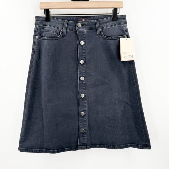 NYDJ Skirt SZ 6 Not Your Daughters Jeans Denim Button A-Line Cotton Stretch NWT - Picture 1 of 12